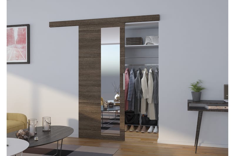 Skyvedør Garderobe Naxxar 86x205 cm - Grå/Natur - Skyvedør garderobe
