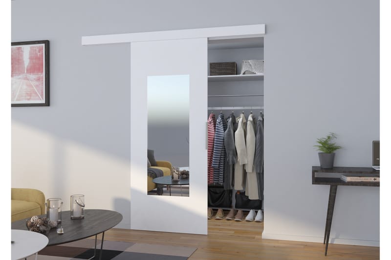 Skyvedør Garderobe Nelania 106x205 cm - Hvit - Skyvedør garderobe