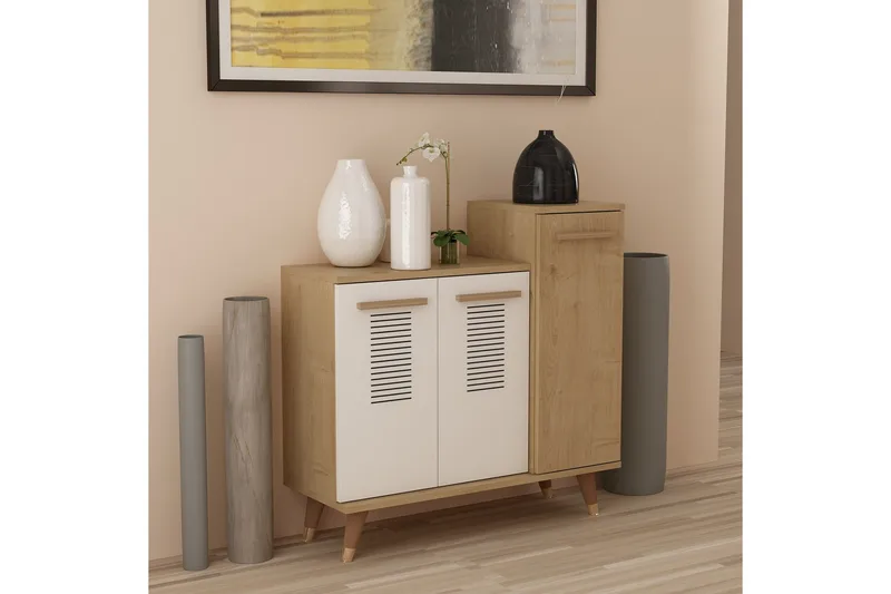Asimo Skohylle Garderobe 90x90,6 cm Brun/Hvit - Hanah Home - Oppbevaring - Garderober & garderobesystem - Garderobeinnredning - Skohylle garderobe