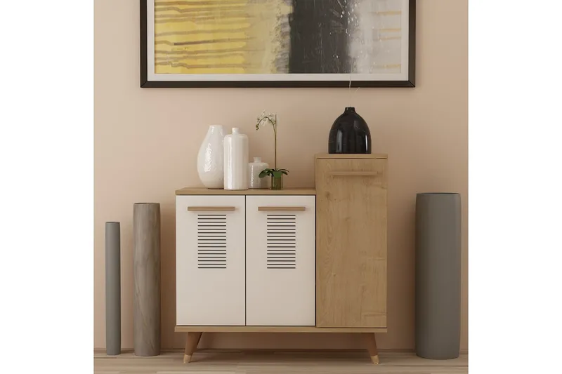 Asimo Skohylle Garderobe 90x90,6 cm Brun/Hvit - Hanah Home - Oppbevaring - Garderober & garderobesystem - Garderobeinnredning - Skohylle garderobe