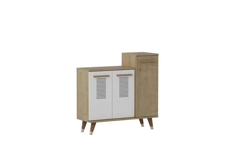 Asimo Skohylle Garderobe 90x90,6 cm Brun/Hvit, Hanah Home