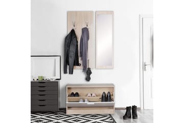 Garderobe Wohnling Vegghengt knaggrekke med speil, skohylle, sponplate, moderne Sonoma - Sonoma - Oppbevaring - Garderober & garderobesystem - Garderobeinnredning - Skohylle garderobe