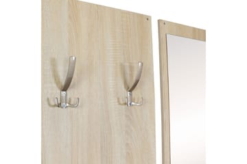 Garderobe Wohnling Vegghengt knaggrekke med speil, skohylle, sponplate, moderne Sonoma - Sonoma - Oppbevaring - Garderober & garderobesystem - Garderobeinnredning - Skohylle garderobe