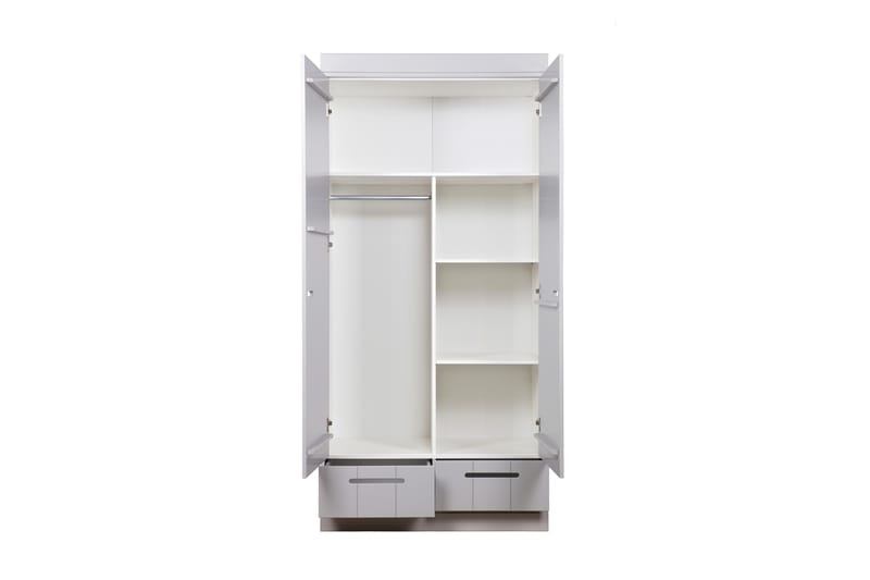 Garderobe Floella 2 Dører 2 Skuffer - Hvit - Oppbevaring - Garderober & garderobesystem - Garderobeinnredning - Hylleplan til garderobe