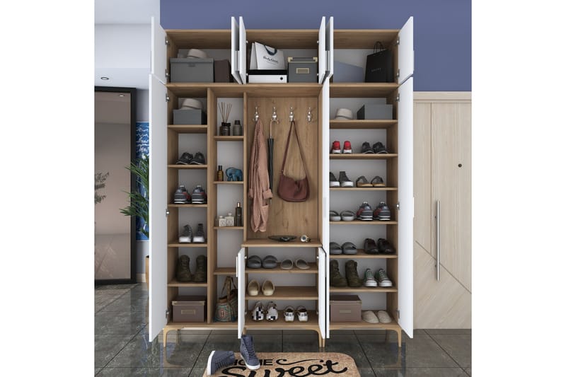 Lukkha Gangmøbel - Valnøtt/Hvit - Oppbevaring - Garderober & garderobesystem - Garderobeinnredning - Kurvstativ