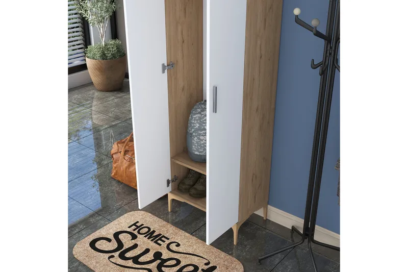 Lukkha Gangmøbel - Valnøtt/Hvit - Oppbevaring - Garderober & garderobesystem - Garderobeinnredning - Kurvstativ