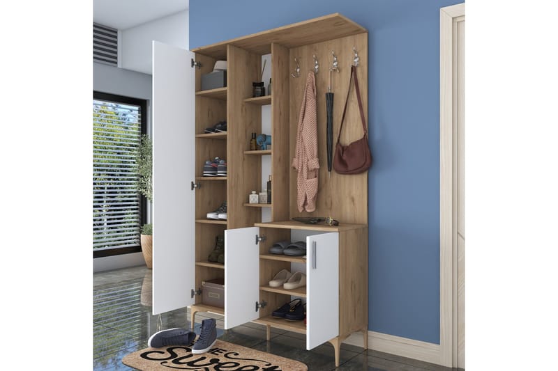 Lukkha Gangmøbel - Valnøtt/Hvit - Oppbevaring - Garderober & garderobesystem - Garderobeinnredning - Kurvstativ