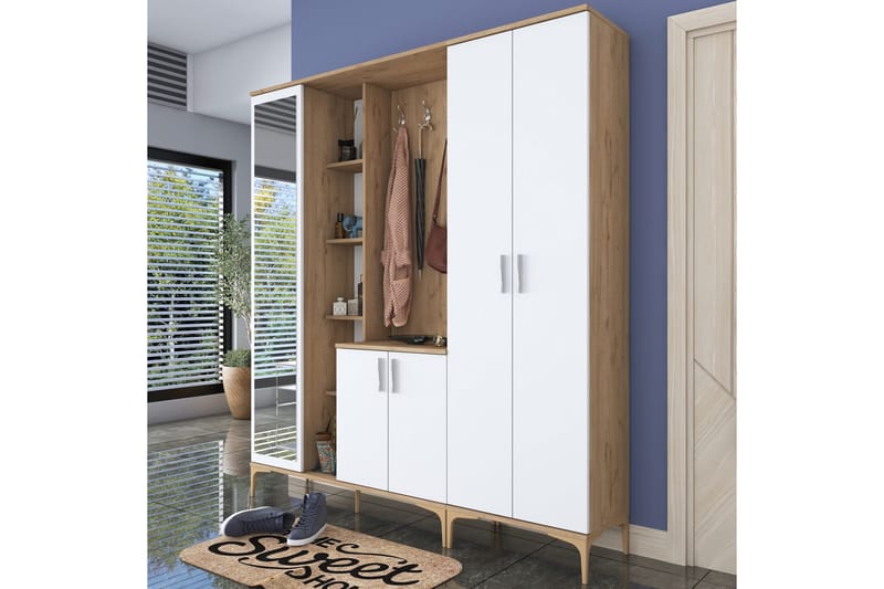 Lukkha Gangmøbel - Valnøtt/Hvit - Oppbevaring - Garderober & garderobesystem - Garderobeinnredning - Kurvstativ