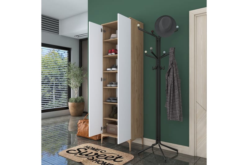 Lukkha Gangmøbel - Valnøtt/Hvit - Oppbevaring - Garderober & garderobesystem - Garderobeinnredning - Kurvstativ