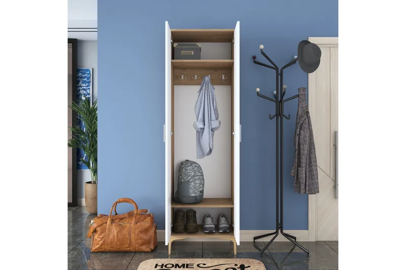 Lukkha Gangmøbel - Valnøtt/Hvit - Oppbevaring - Garderober & garderobesystem - Garderobeinnredning - Kurvstativ