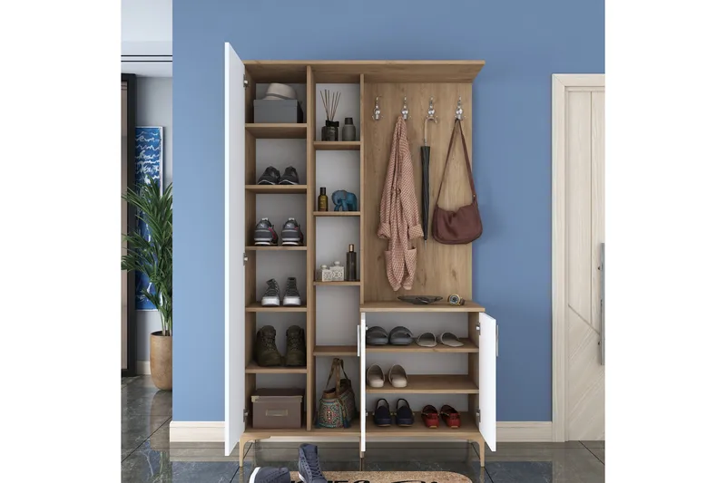 Lukkha Gangmøbel - Valnøtt/Hvit - Oppbevaring - Garderober & garderobesystem - Garderobeinnredning - Kurvstativ