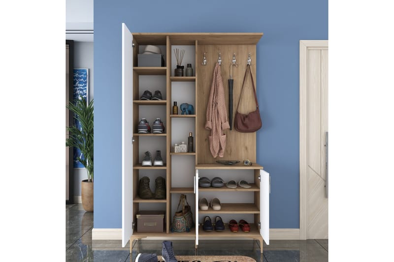 Lukkha Gangmøbel - Valnøtt/Hvit - Oppbevaring - Garderober & garderobesystem - Garderobeinnredning - Kurvstativ