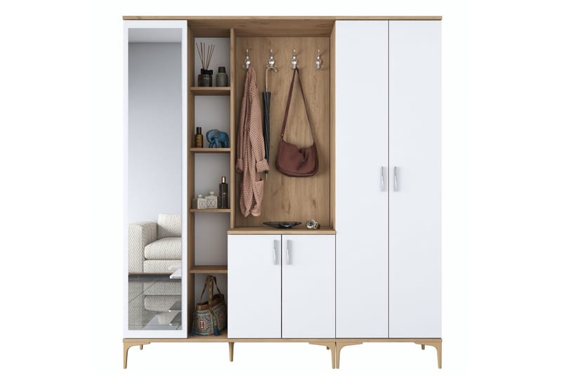 Lukkha Gangmøbel - Valnøtt/Hvit - Oppbevaring - Garderober & garderobesystem - Garderobeinnredning - Kurvstativ