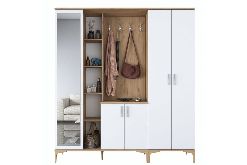 Lukkha Gangmøbel - Valnøtt/Hvit - Oppbevaring - Garderober & garderobesystem - Garderobeinnredning - Kurvstativ