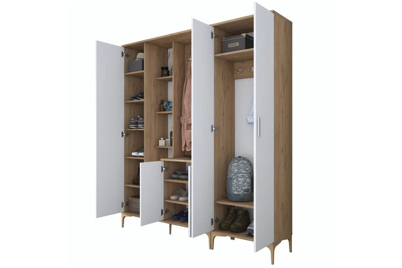 Lukkha Gangmøbel - Valnøtt/Hvit - Oppbevaring - Garderober & garderobesystem - Garderobeinnredning - Kurvstativ