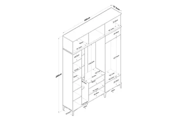 Lukkha Gangmøbel - Valnøtt/Hvit - Oppbevaring - Garderober & garderobesystem - Garderobeinnredning - Kurvstativ