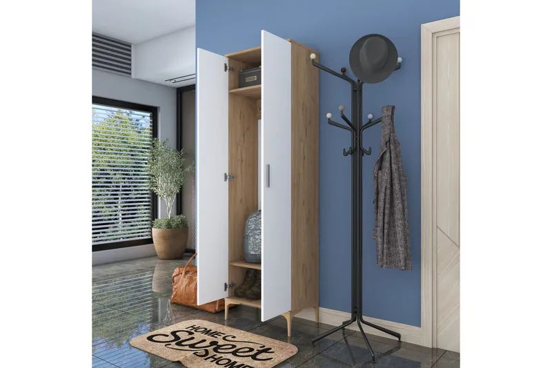 Lukkha Gangmøbel - Valnøtt/Hvit - Oppbevaring - Garderober & garderobesystem - Garderobeinnredning - Kurvstativ