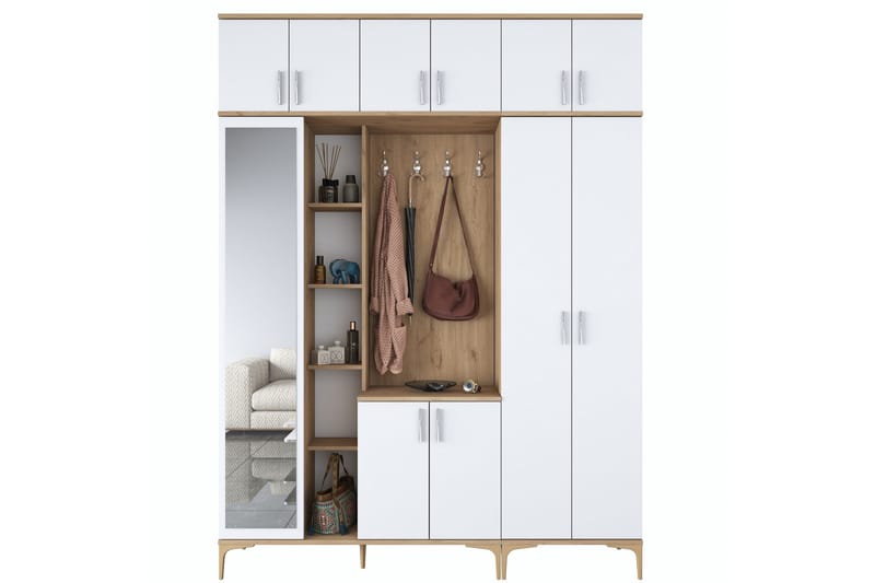 Lukkha Gangmøbel - Valnøtt/Hvit - Oppbevaring - Garderober & garderobesystem - Garderobeinnredning - Kurvstativ