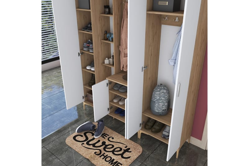 Lukkha Gangmøbel - Valnøtt/Hvit - Oppbevaring - Garderober & garderobesystem - Garderobeinnredning - Kurvstativ