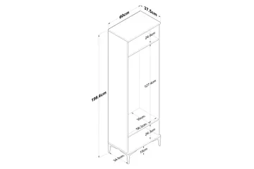Lukkha Gangmøbel - Valnøtt/Hvit - Oppbevaring - Garderober & garderobesystem - Garderobeinnredning - Kurvstativ