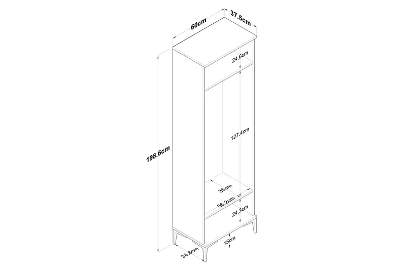 Lukkha Gangmøbel - Valnøtt/Hvit - Oppbevaring - Garderober & garderobesystem - Garderobeinnredning - Kurvstativ