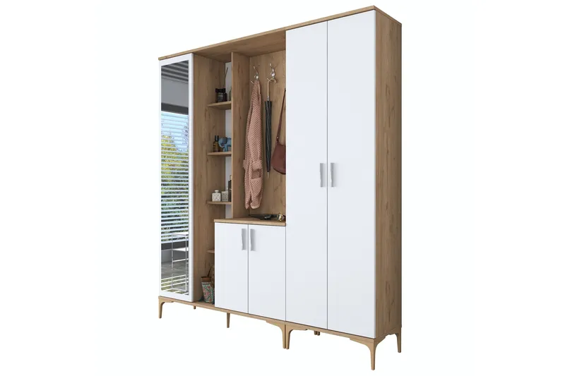 Lukkha Gangmøbel - Valnøtt/Hvit - Oppbevaring - Garderober & garderobesystem - Garderobeinnredning - Kurvstativ