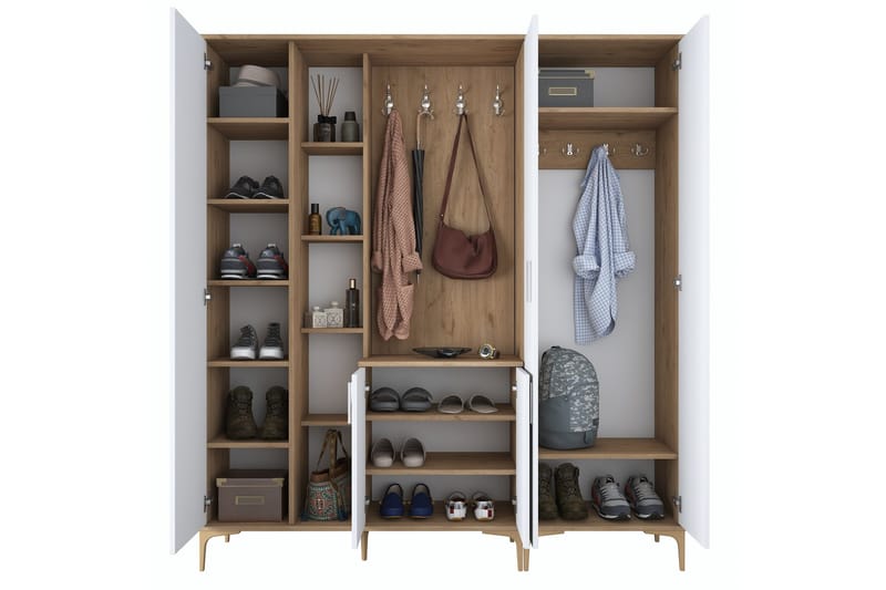 Lukkha Gangmøbel - Valnøtt/Hvit - Oppbevaring - Garderober & garderobesystem - Garderobeinnredning - Kurvstativ