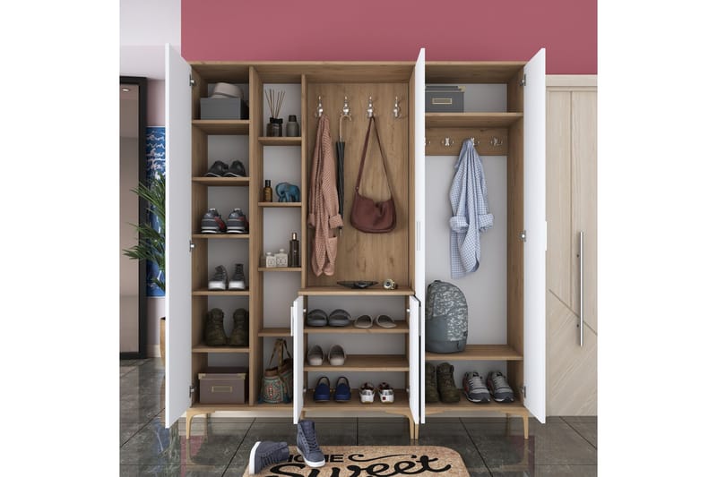 Lukkha Gangmøbel - Valnøtt/Hvit - Oppbevaring - Garderober & garderobesystem - Garderobeinnredning - Kurvstativ