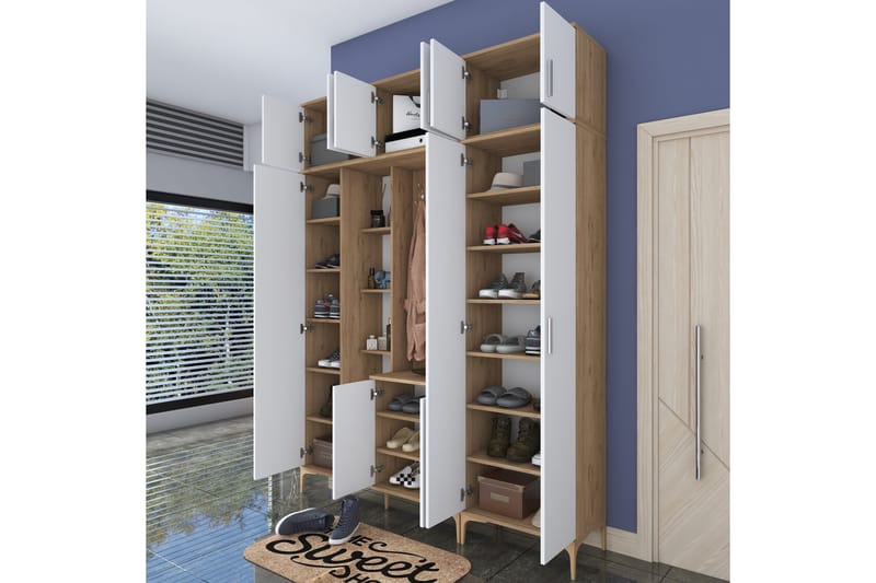 Lukkha Gangmøbel - Valnøtt/Hvit - Oppbevaring - Garderober & garderobesystem - Garderobeinnredning - Kurvstativ