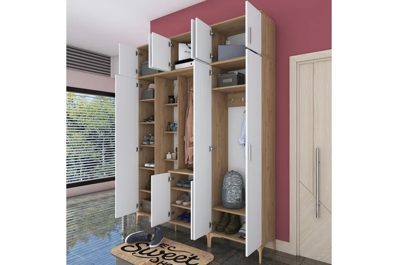 Lukkha Gangmøbel - Valnøtt/Hvit - Oppbevaring - Garderober & garderobesystem - Garderobeinnredning - Kurvstativ