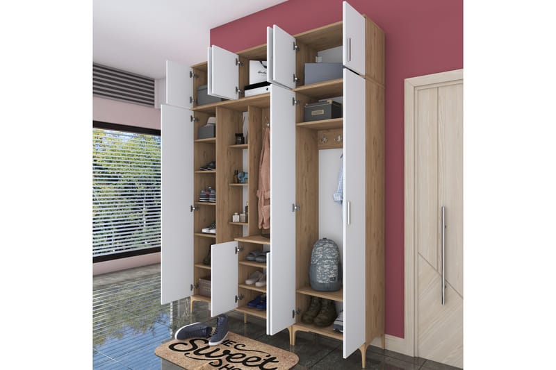Lukkha Gangmøbel - Valnøtt/Hvit - Oppbevaring - Garderober & garderobesystem - Garderobeinnredning - Kurvstativ