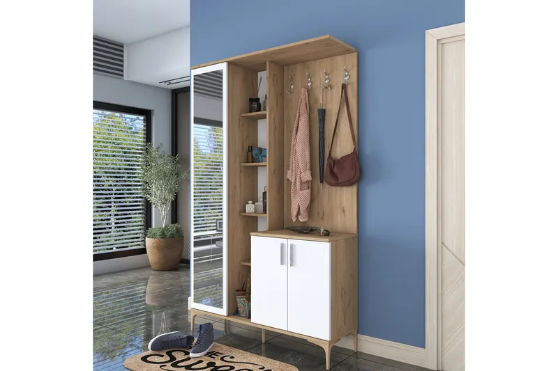 Lukkha Gangmøbel - Valnøtt/Hvit - Oppbevaring - Garderober & garderobesystem - Garderobeinnredning - Kurvstativ