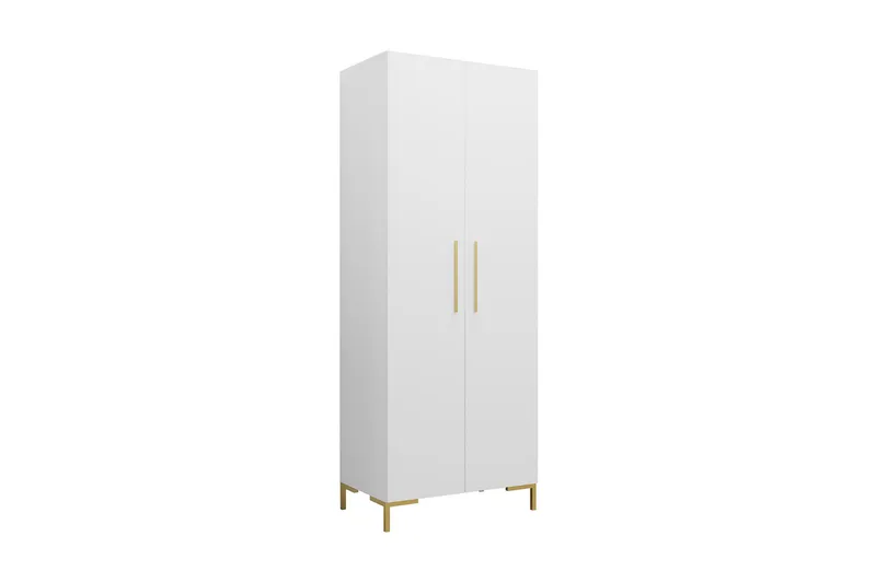 Garderobeskap 74 cm i Malt Tre, Hvit|Gull