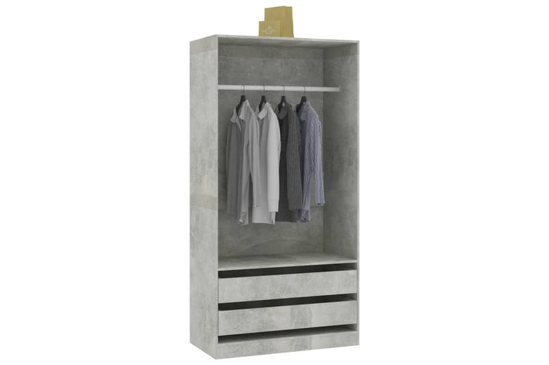 Garderobeskap betonggrå 100x50x200 cm sponplate - Grå - Garderober & garderobesystem - Garderobeskap