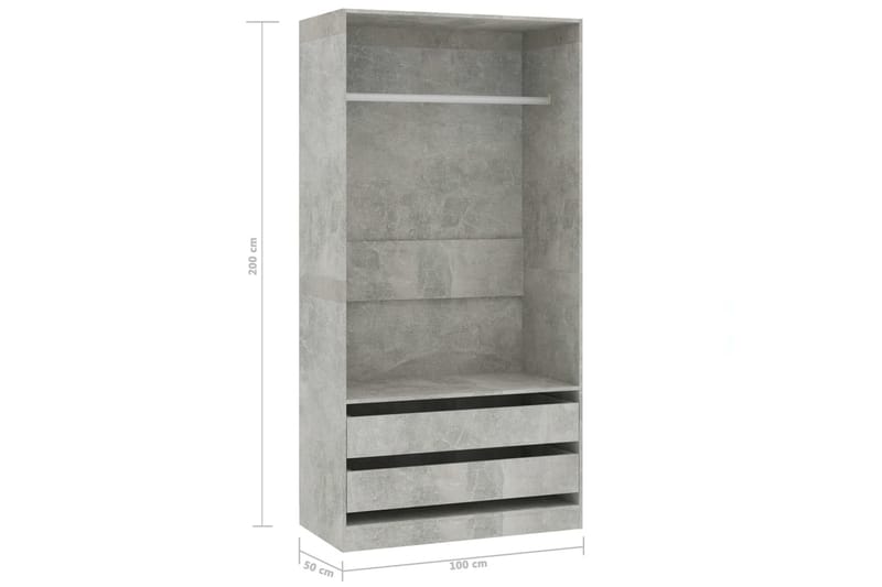 Garderobeskap betonggrå 100x50x200 cm sponplate - Grå - Garderober & garderobesystem - Garderobeskap