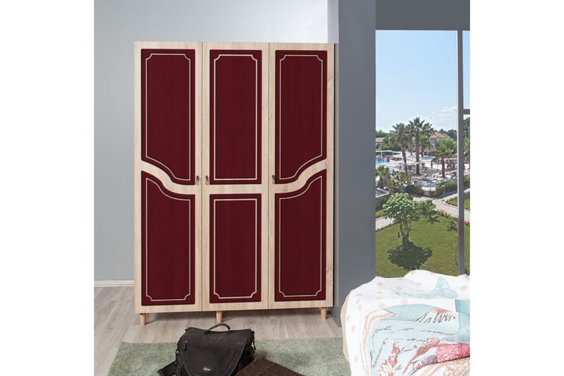 Brokind Garderobe 135 cm - Brun/Rød - Oppbevaring - Garderober & garderobesystem - Garderobeskap