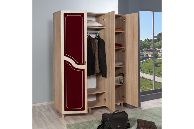Brokind Garderobe 135 cm - Brun/Rød - Oppbevaring - Garderober & garderobesystem - Garderobeskap