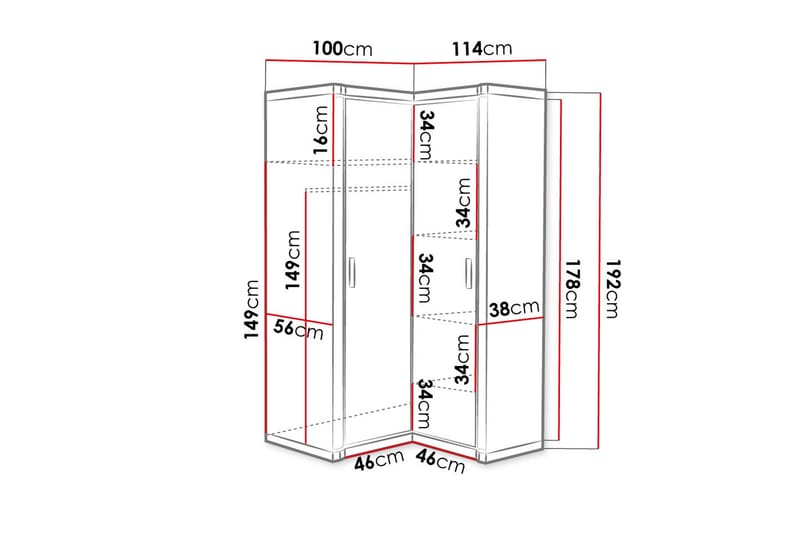 Dallas Garderobe 100x58x192 cm - Oppbevaring - Garderober & garderobesystem - Garderobeskap