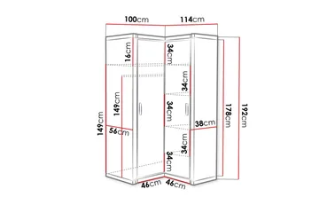 Dallas Garderobe 100x58x192 cm - Oppbevaring - Garderober & garderobesystem - Garderobeskap