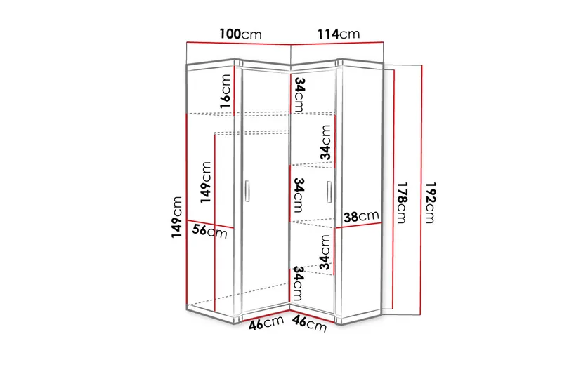 Dallas Garderobe 100x58x192 cm - Oppbevaring - Garderober & garderobesystem - Garderobeskap