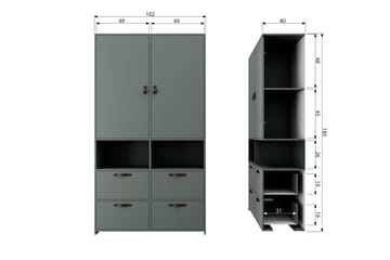 Garderobe Cachafol med Oppbevaring - Grå - Oppbevaring - Garderober & garderobesystem - Garderobeskap