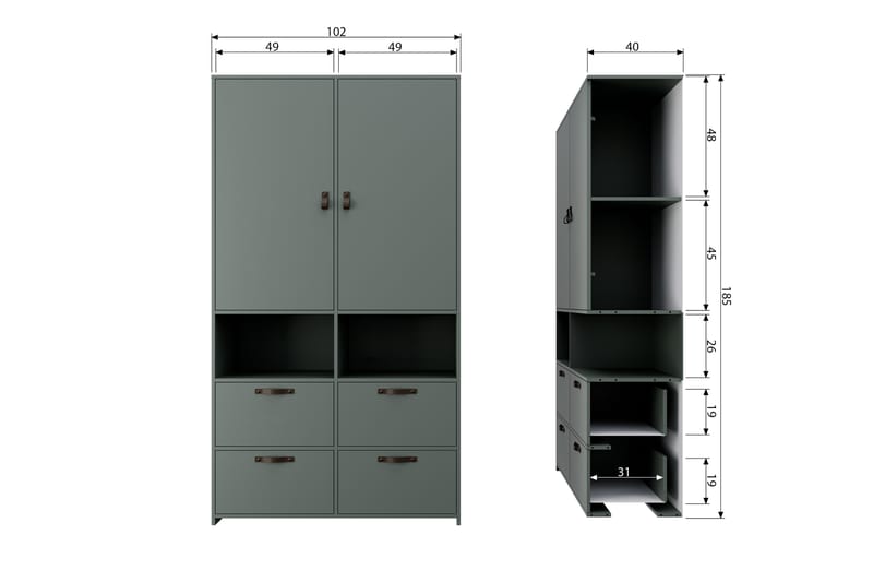 Garderobe Cachafol med Oppbevaring - Grå - Oppbevaring - Garderober & garderobesystem - Garderobeskap