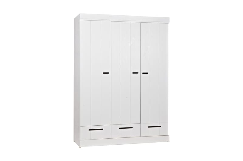 Garderobe Floella 140 cm 3 Dører 3 Skuffer - Hvit Furu - Oppbevaring - Garderober & garderobesystem - Garderobeskap