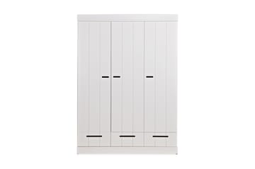 Garderobe Floella 140 cm 3 Dører 3 Skuffer - Hvit Furu - Oppbevaring - Garderober & garderobesystem - Garderobeskap