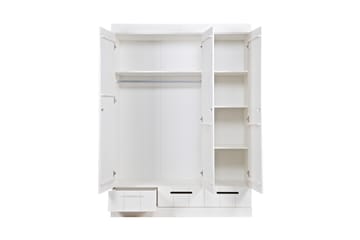 Garderobe Floella 140 cm 3 Dører 3 Skuffer - Hvit Furu - Oppbevaring - Garderober & garderobesystem - Garderobeskap