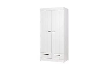 Garderobe Floella 195 cm 2 Dører 2 Skuffer - Hvit Furu - Oppbevaring - Garderober & garderobesystem - Garderobeskap