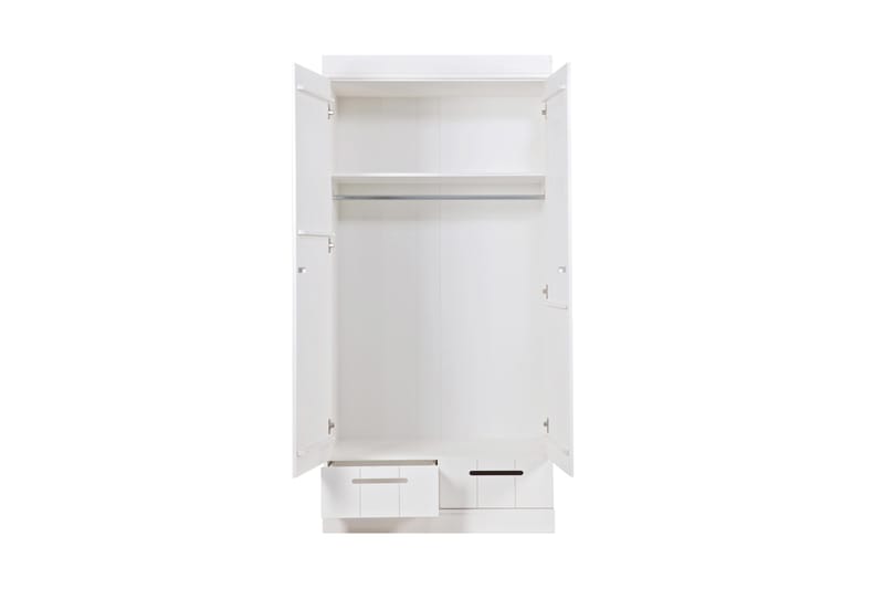 Garderobe Floella 195 cm 2 Dører 2 Skuffer - Hvit Furu - Oppbevaring - Garderober & garderobesystem - Garderobeskap
