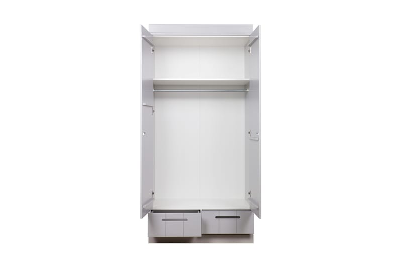 Garderobe Floella 94 cm 2 Dører 2 Skuffer - Grå Furu - Oppbevaring - Garderober & garderobesystem - Garderobeskap