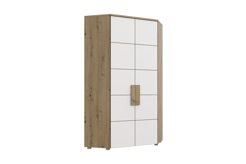 Hjørnegarderobe Knelston 97 cm - Brun|Hvit - Garderobeskap - Hjørnegarderobe