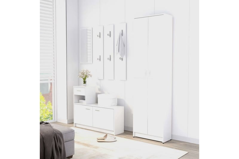 Garderobeskap hvit 55x25x189 cm sponplate - Garderober & garderobesystem - Garderobeskap
